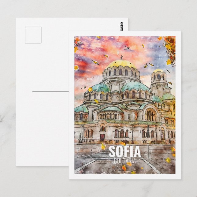 Sofia Bulgarien Bekannte Wasserfarbskizze für Reis Postkarte (Vorne/Hinten)