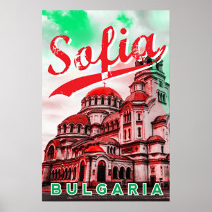 Sofia, Bulgarien, Vintage Poster
