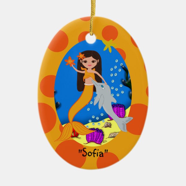 Sofia Orange Mermaid Ornament (Vorne)