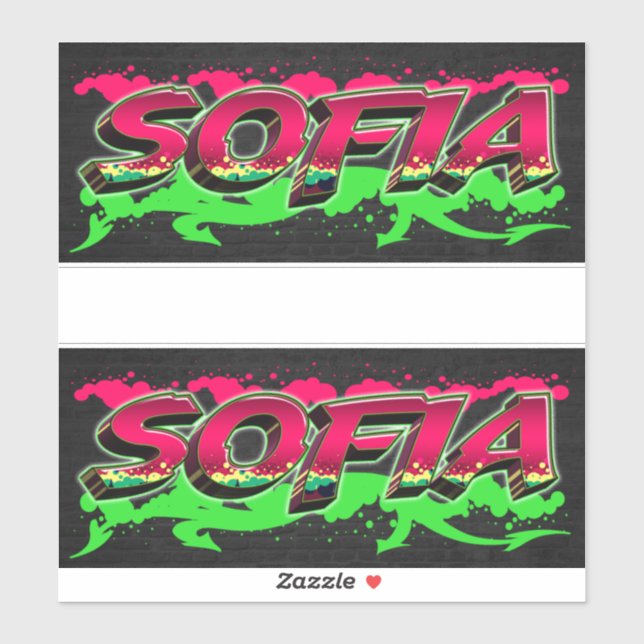 Sofia Prénom Nom Graffiti Autocollants (Feuille)