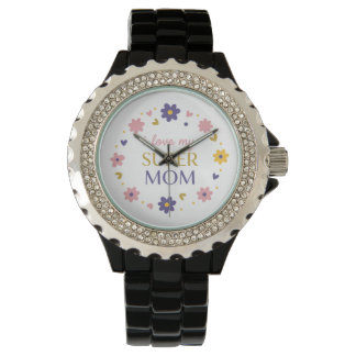 Sofisticated Black Metal Ich liebe meine Super-Mam Armbanduhr