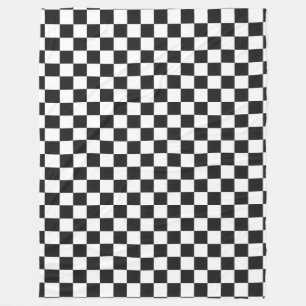 Sofisticated Black-Weiß Karomuster Fleecedecke