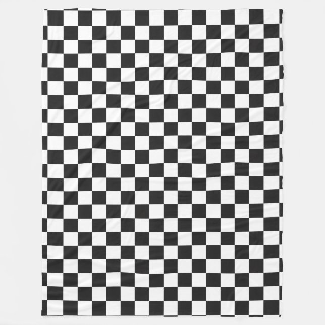 Sofisticated Black-Weiß Karomuster Fleecedecke (Vorderseite)