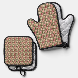 Sofisticated Ranunculus Blumenprint Ofenhandschuh & Topflappen-Set