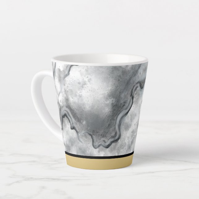 Sofisticated schwarze Marmor-Kaffeetasse  Milchtasse (Linke Ecke)