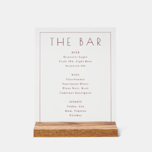 Sofisticertes Beige-Minimalist-Bar-Menü Acrylschild