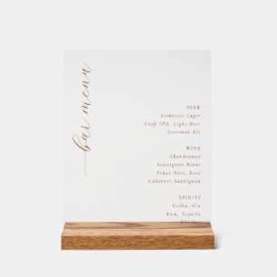 Sofisticertes goldenes minimalistisches Bar-Menü Acrylschild