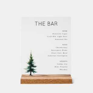 Sofisticertes grünes minimalistisches Bar-Menü Acrylschild