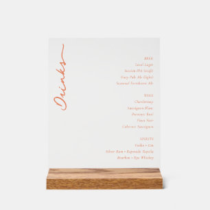 Sofisticertes Oranges Serif-Hochzeitsmenü Acrylschild