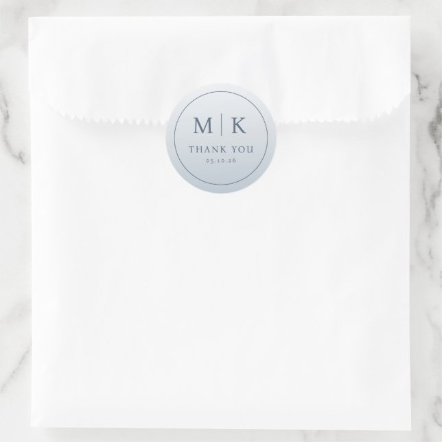 Sofisticierte Grau-Blau-Initialen Runder Aufkleber (Tasche)