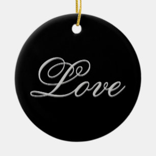 Sofisticierte Grau-Schwarze Liebe Keramik Ornament