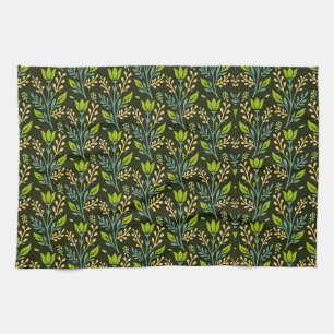 Sofisticiertes blaues und beige Blumendesign Geschirrtuch