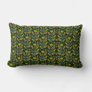 Sofisticiertes blaues und beige Blumendesign  Lendenkissen