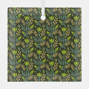 Sofisticiertes blaues und beige Blumendesign  Ornament Aus Glas