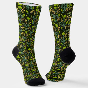 Sofisticiertes blaues und beige Blumendesign Socken
