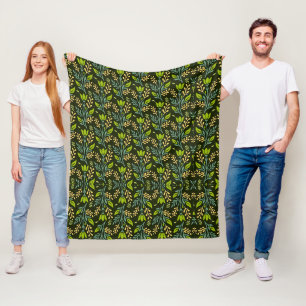 Sofisticiertes blaues und beiges Blumenmuster-Desi Fleecedecke
