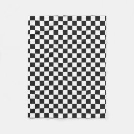 Sofisticiertes Schwarz-Weiß-Karomuster Fleecedecke