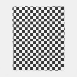 Sofisticiertes Schwarz-Weiß-Karomuster Fleecedecke