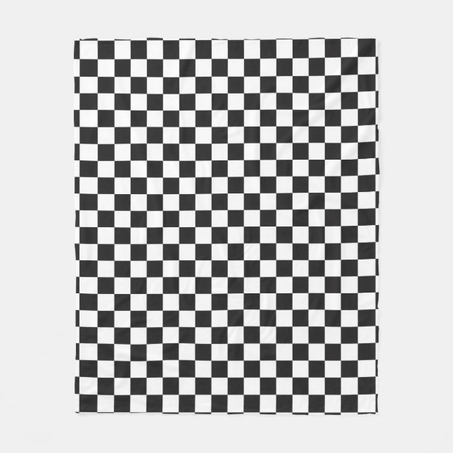 Sofisticiertes Schwarz-Weiß-Karomuster Fleecedecke (Vorderseite)