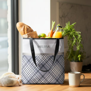 Sofistikates blaues Karo Luxus Boutique Stil Tasche