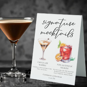 Sofistische alkoholfreie Hochzeits-Mocktails Tischaufsteller