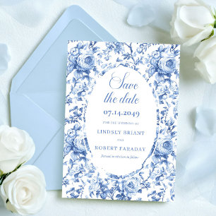 Sofistische Blaue Rosen Florale Save-the-Date-Kart Ankündigung