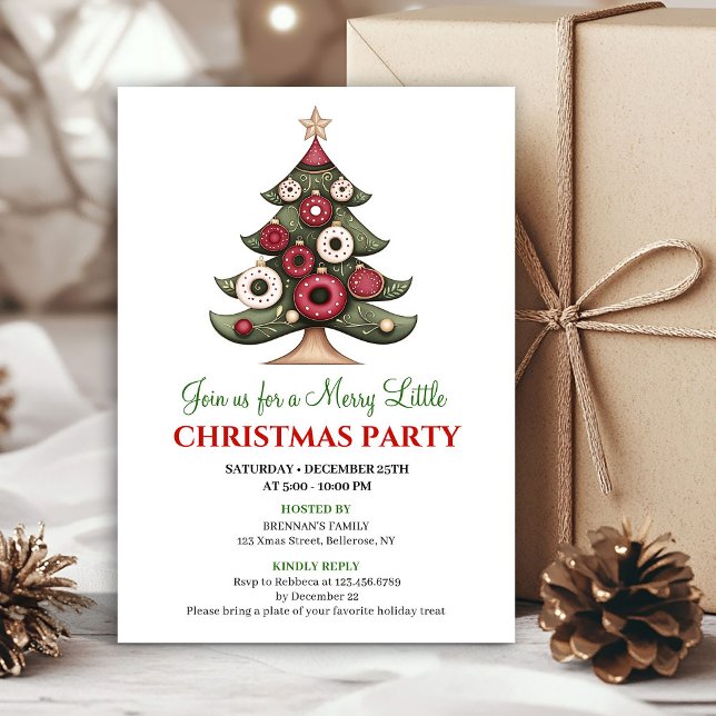 Sofistizierter Designer-Weihnachtsbaum-Feiertag  Einladung (Sophisticated designer Christmas tree holiday invite)