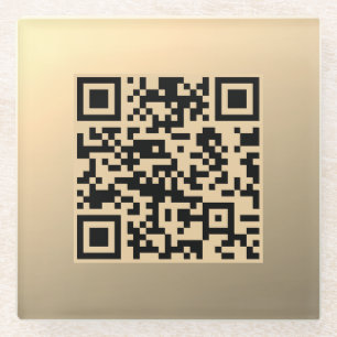 Sofort bearbeitbare QR-Code-Vorlage Faux Gold Glasuntersetzer