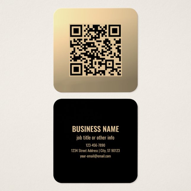 Sofort bearbeitbare QR-Codevorlage | Imitate Gold (Vorne & Hinten)