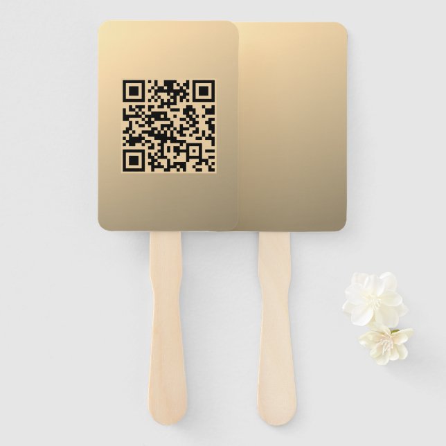 Sofort bearbeitbare QR-Codevorlage | Imitate Gold Fächer (Vorne und Hinten)