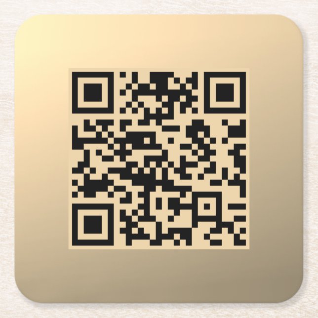 Sofort bearbeitbare QR-Codevorlage | Imitate Gold Rechteckiger Pappuntersetzer (Vorderseite)