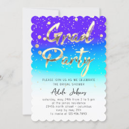 Sofort herunterladen Graduate Party Gold Blue Spar Einladung