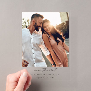 Sofortfoto - Lange Weiße Chic Save-the-Date-Karte Acryleinladungen