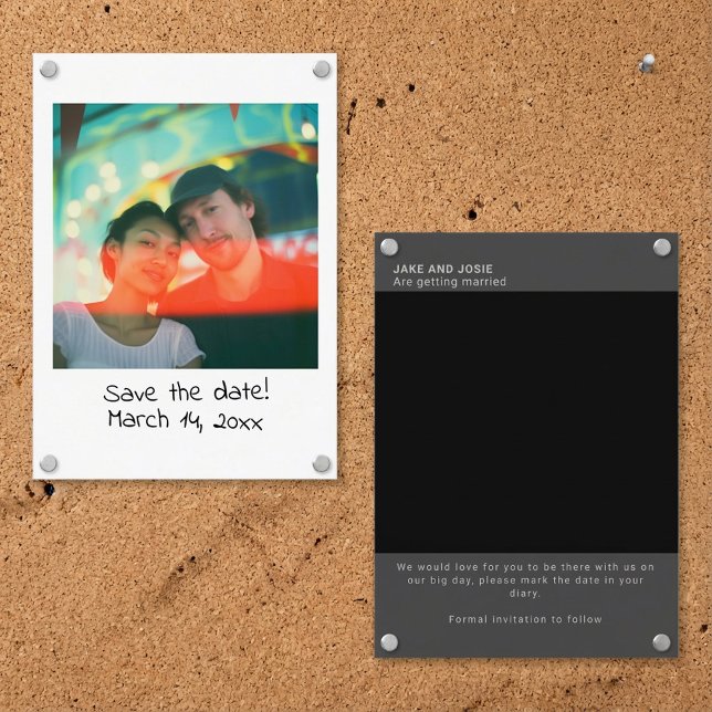 Sofortfotografie Hochzeit speichern Sie das Datum  Visitenkarte (Instant photograph wedding save the date insert.)