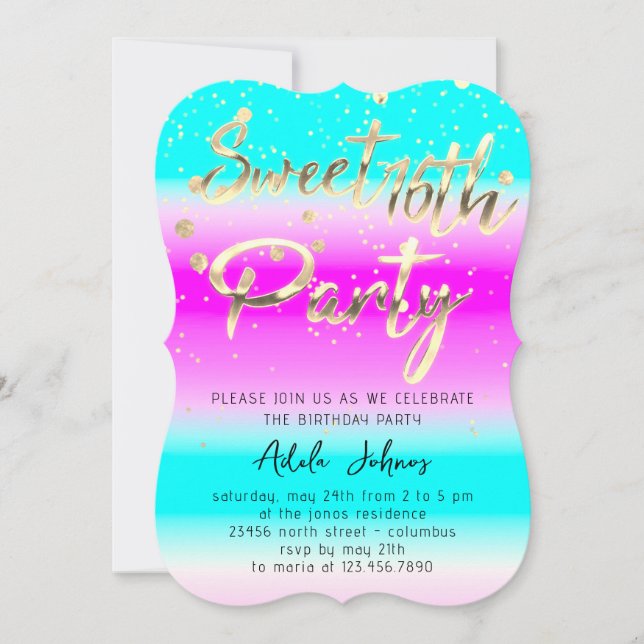Sofortige Download Birthday Party Gold Oceanic Inv Einladung (Vorderseite)