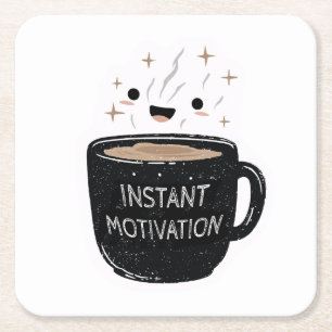 Sofortige Motivation – Süße Kawaii-Kaffeetasse Rechteckiger Pappuntersetzer