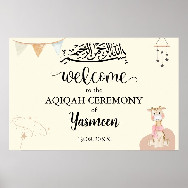 Sofortige Niedliche Aqiqah Aqeeqah Willkommenspatr Poster (Vorne)