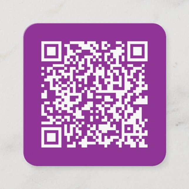 Sofortiger QR-Code mit Ihrer Website-URL | Lila Quadratische Visitenkarte (Vorderseite)