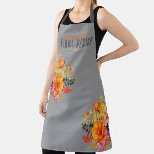 Sofortiges florales Design Grau Orange Blumen Schürze