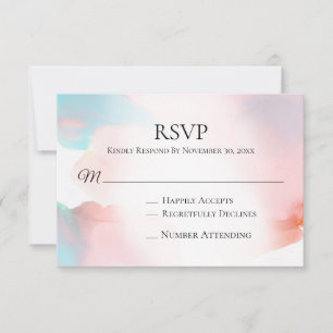 *~* Soft Abstrakt Coral Aqua Wedding Insert RSVP Karte