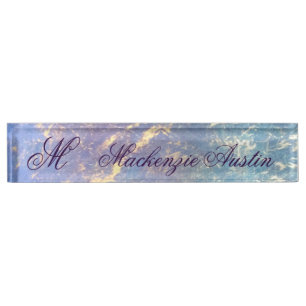 Soft Abstrakt   Monogramm für Pastell und Gold-Sp Namensplakette