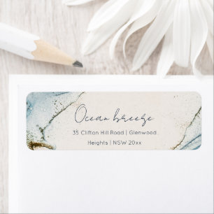 Soft Abstrakt Watercolor Blue Gold Beachy Adresse