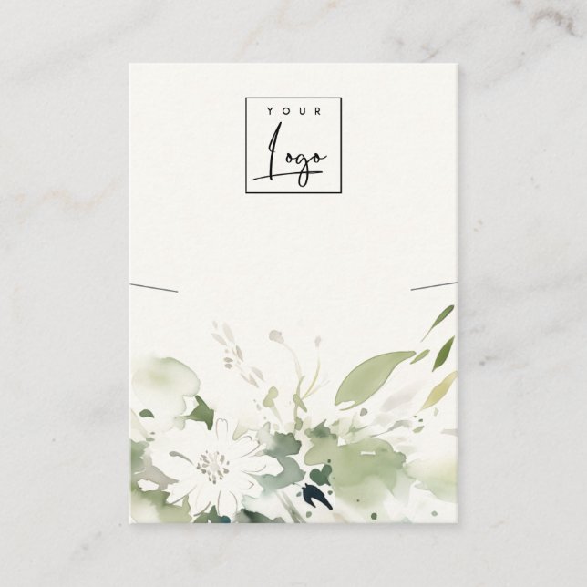 Soft Abstrakte Green Floral Necklass Logo-Anzeige Visitenkarte (Vorderseite)
