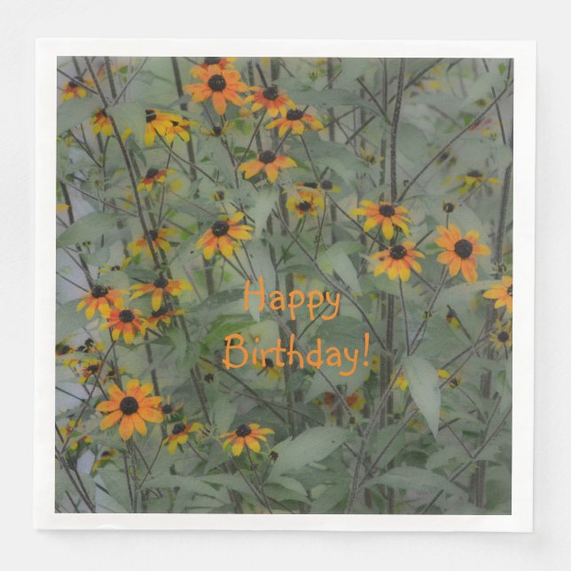 Soft and Dreamy Happy Birthday Floral Serviette (Vorderseite)