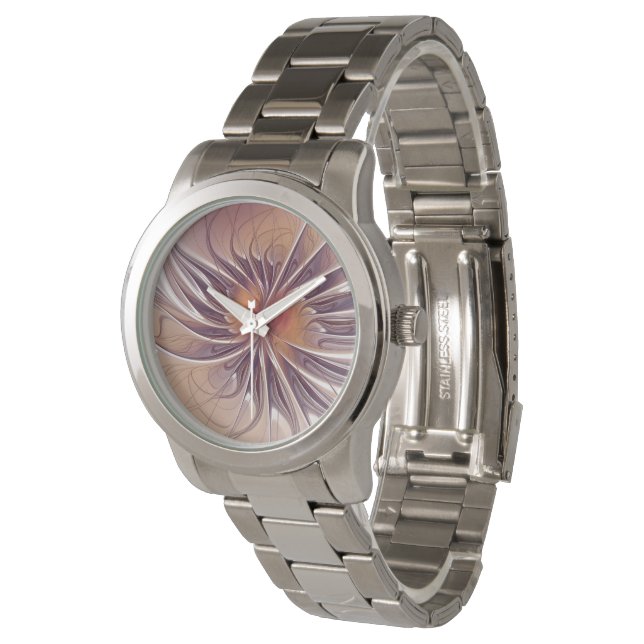 Soft and tenderderness Fraktal Fantasy Blume Armbanduhr (Schrägansicht)