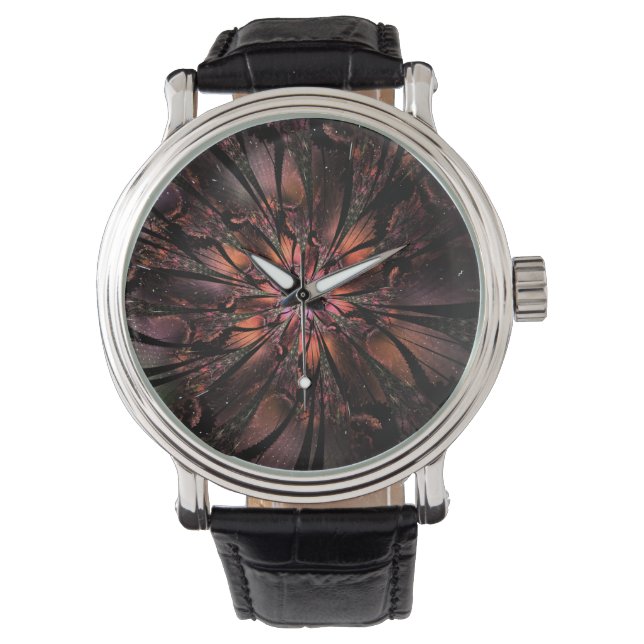 Soft and tenderderness Fraktal Fantasy Blume Armbanduhr (Vorderseite)