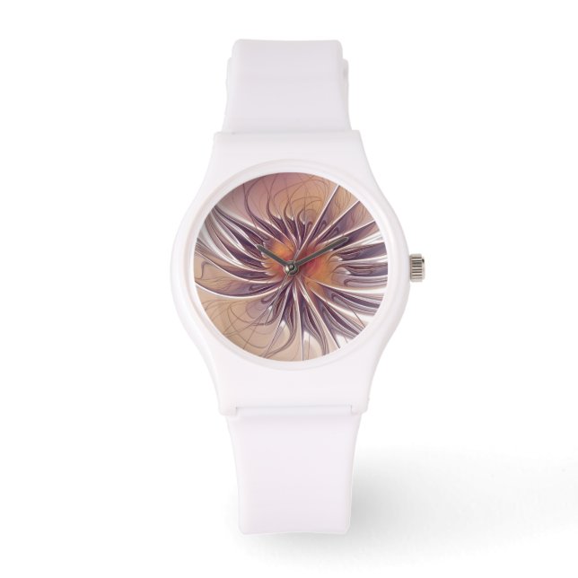 Soft and tenderderness Fraktal Fantasy Blume Armbanduhr (Vorderseite)