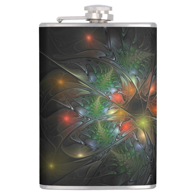 Soft and tenderderness Fraktal Fantasy Blume Flachmann (Vorderseite)