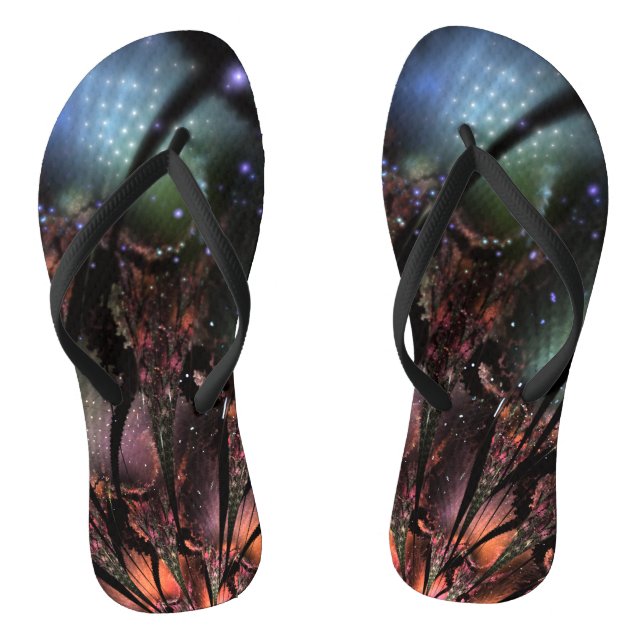Soft and tenderderness Fraktal Fantasy Blume Flip Flops (Fußbett)