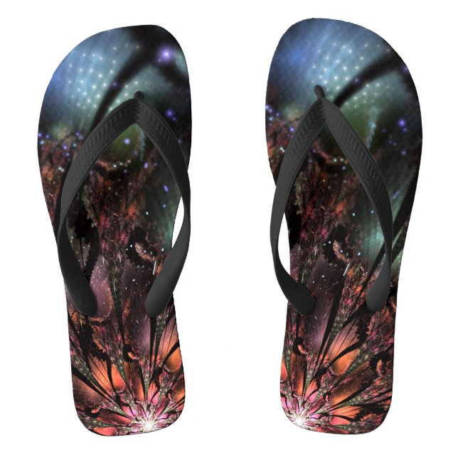 Soft and tenderderness Fraktal Fantasy Blume Flip Flops (Fußbett)